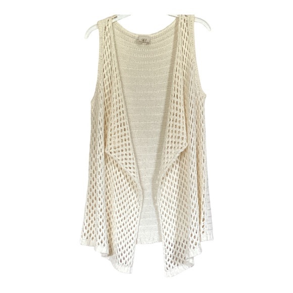 LA Blend Sweaters - LA Blend Long Ivory Knit Sweater Vest Large EUC